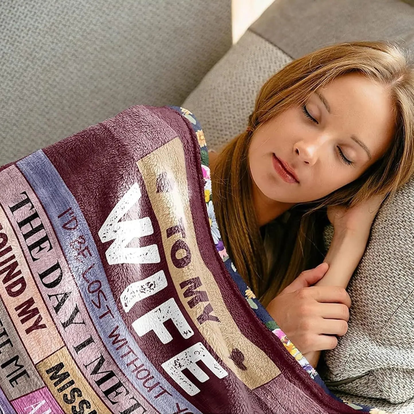 Romantic Anniversary Birthday Gifts for Wife Pattern Flannel Blanket