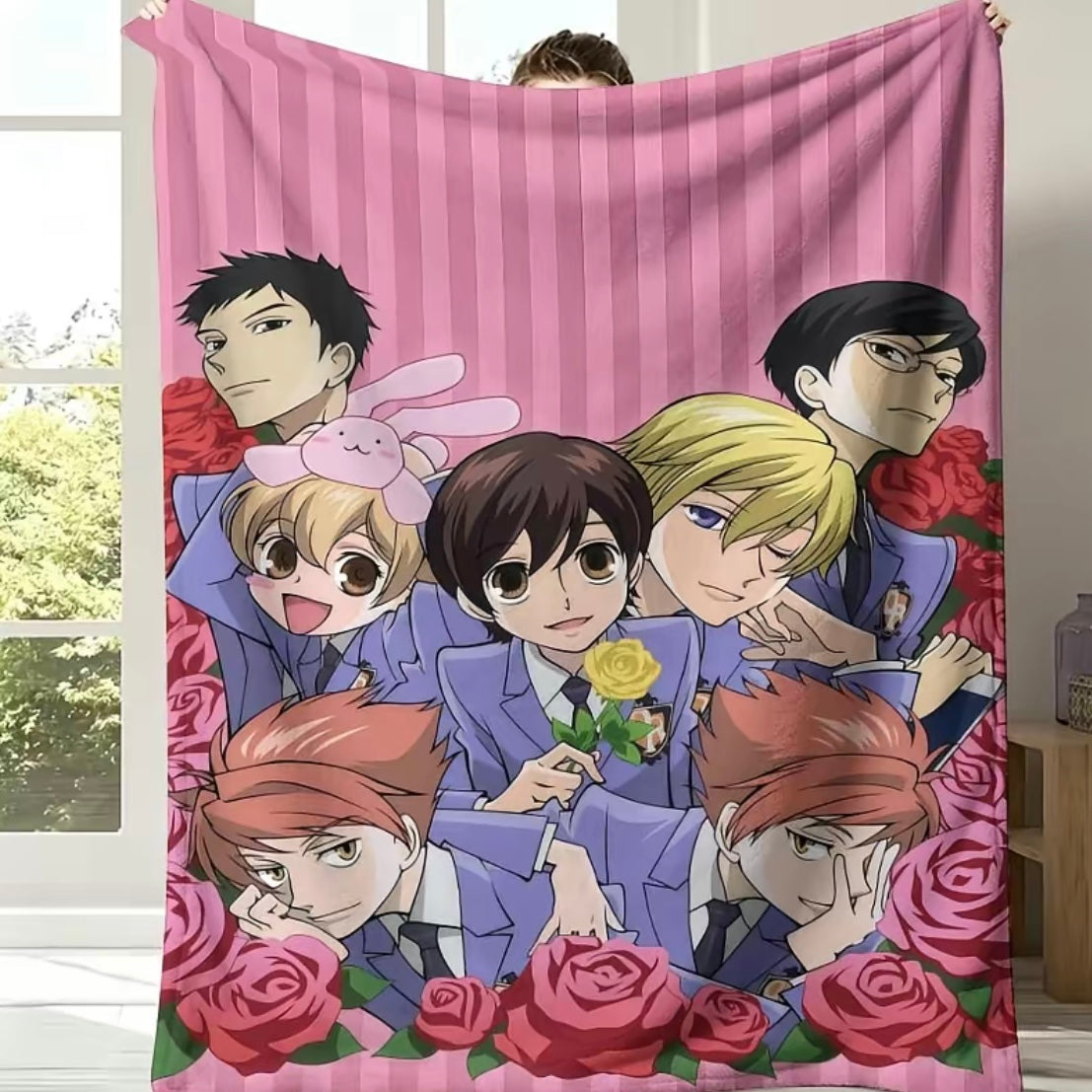 Ouran High School Host Club Full Host Group Pattern Flannel Blanket