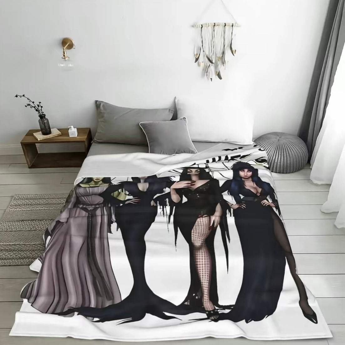 Elviras Mistress of The Dark Pattern Flannel Blanket