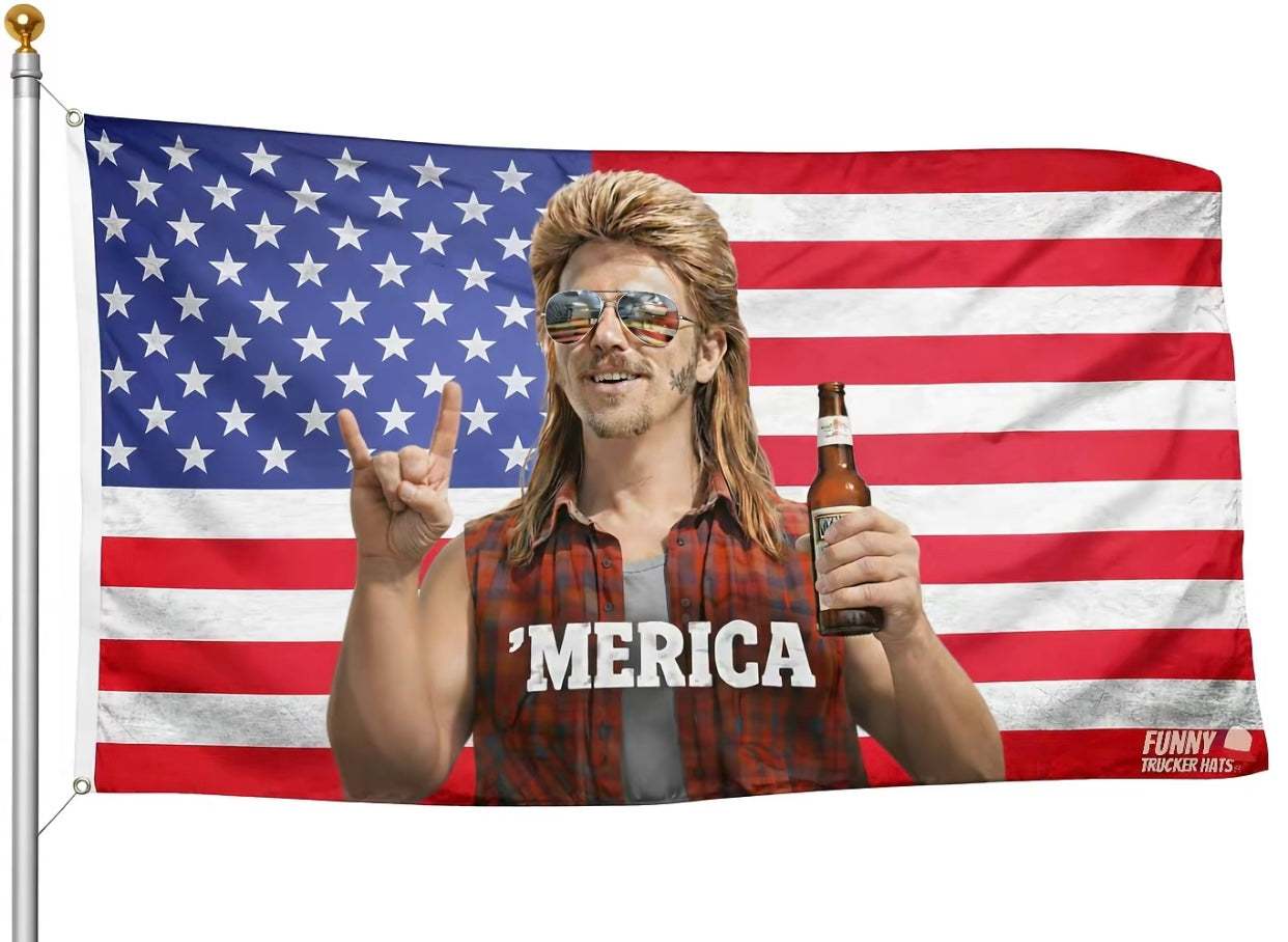 'MERICA Mullet Man American USA Flag 3x5 Ft Flags