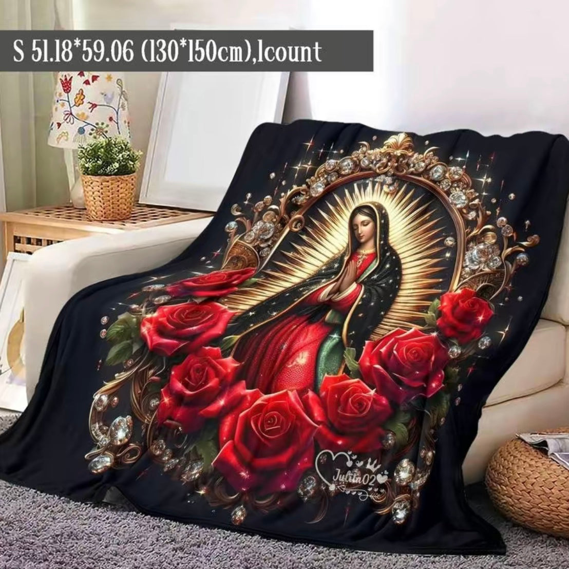 Virgin Mary Pattern Flannel Blanket