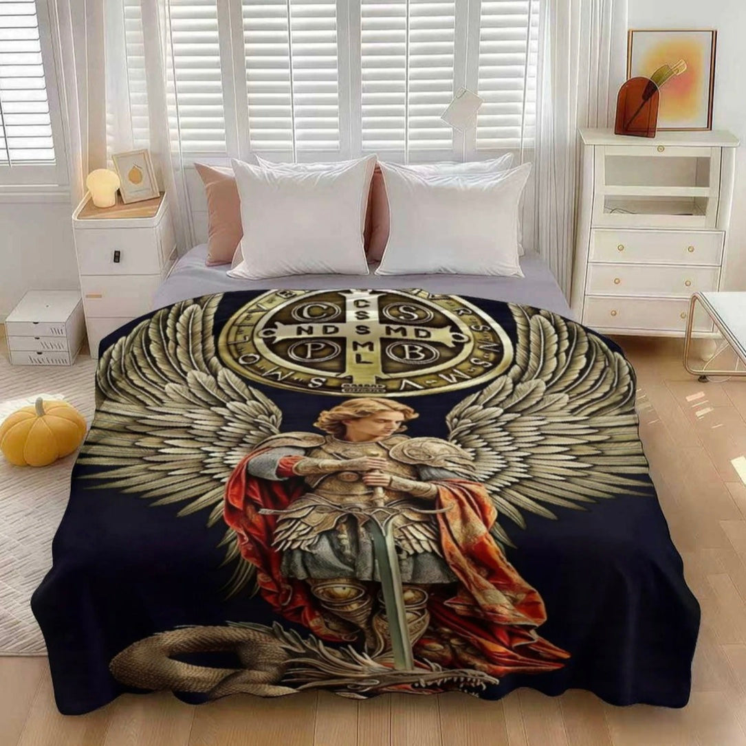 Saint Michael The Archangel Flannel Blanket