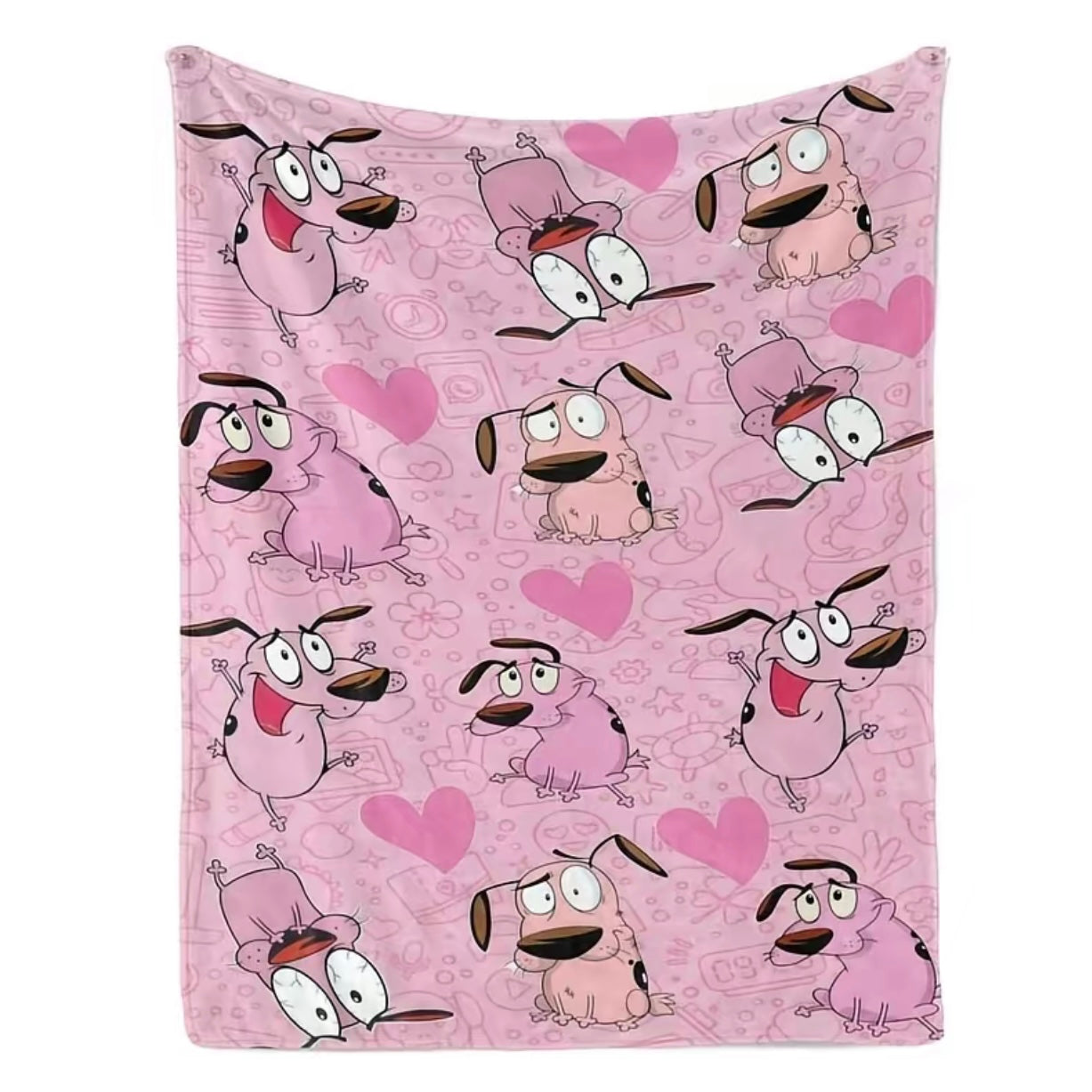 Cowardly Dog Courage Pink Pattern Flannel Blanket
