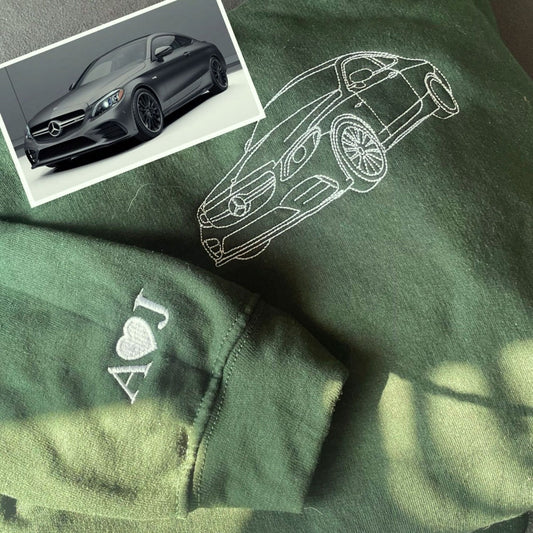 Custom Embroidered Sweatshirt, Hoodie with Photo Car