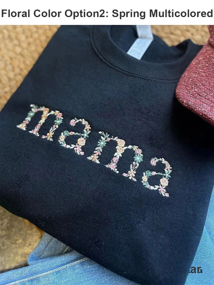 Custom Embroidered Mama/Grandma Floral Sweatshirt/Hoodie/T-shirt