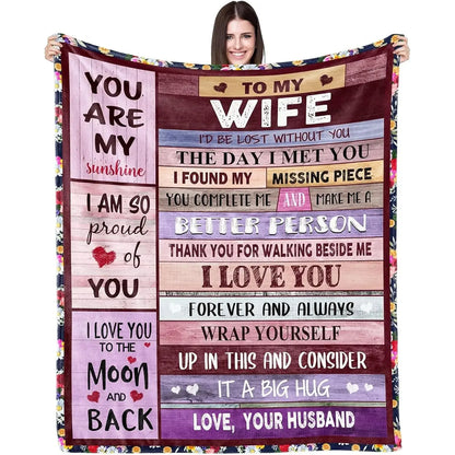 Romantic Anniversary Birthday Gifts for Wife Pattern Flannel Blanket