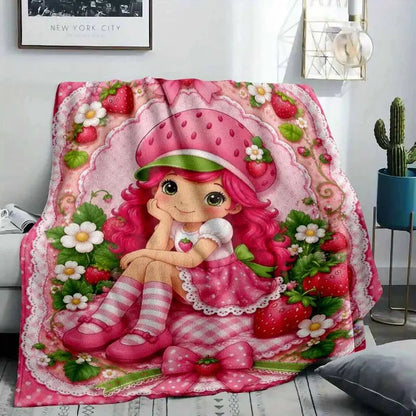 Kawaii Strawberry Princess Flannel Blanket