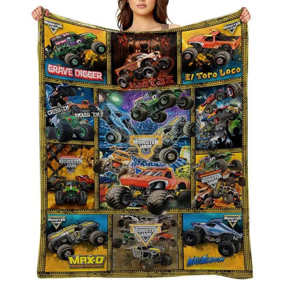 M-Monster Jam Pattern Flannel Blanket