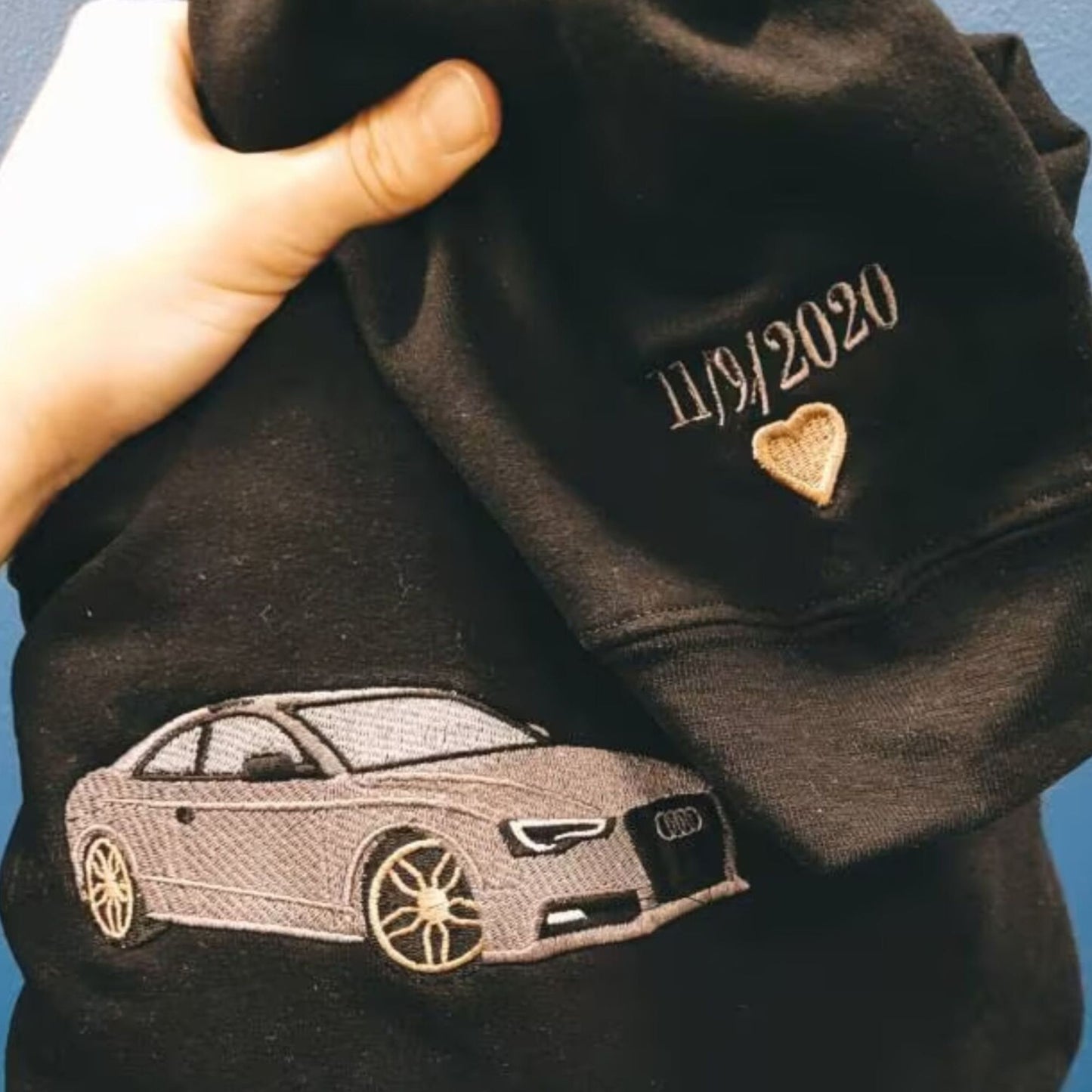 Custom Embroidered Sweatshirt, Hoodie with Photo Car