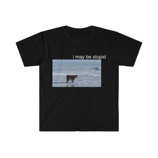 I May Be Stupid Cow on Beach Funny T-Shirt/Sweatshirt/Hoodie