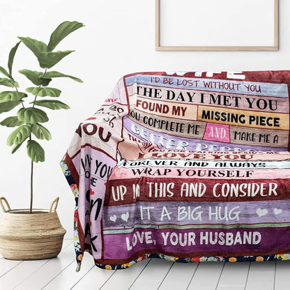 Romantic Anniversary Birthday Gifts for Wife Pattern Flannel Blanket