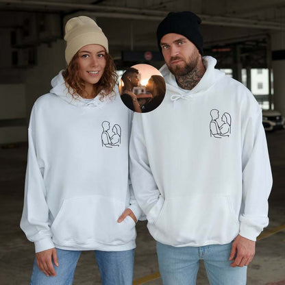 Custom Outline Photo Embroidered Hoodie