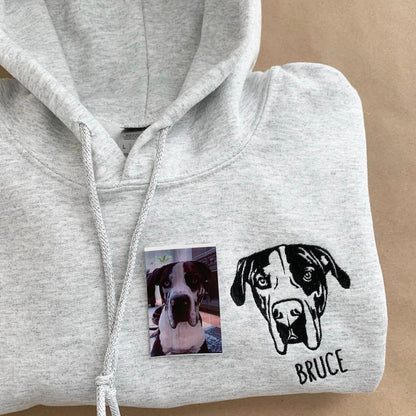 Custom Pet Facial Portrait Embroidered Outline T-shirt/Sweatshirt/Hoodie