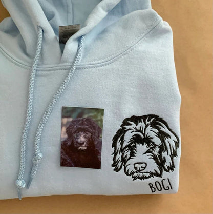 Custom Pet Facial Portrait Embroidered Outline T-shirt/Sweatshirt/Hoodie