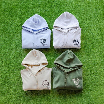 Custom Pet Facial Portrait Embroidered Outline T-shirt/Sweatshirt/Hoodie