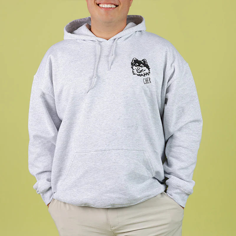 Custom Pet Facial Portrait Embroidered Outline T-shirt/Sweatshirt/Hoodie