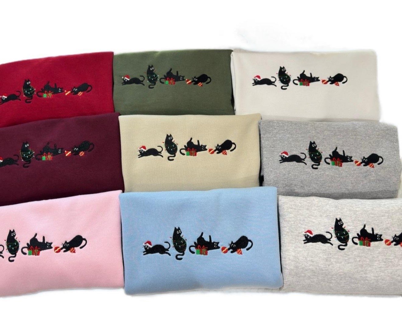 Christmas Cats Embroidered T-Shirt/Sweatshirt/Hoodie