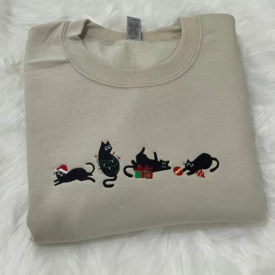 Christmas Cats Embroidered T-Shirt/Sweatshirt/Hoodie