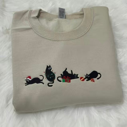 Christmas Cats Embroidered T-Shirt/Sweatshirt/Hoodie