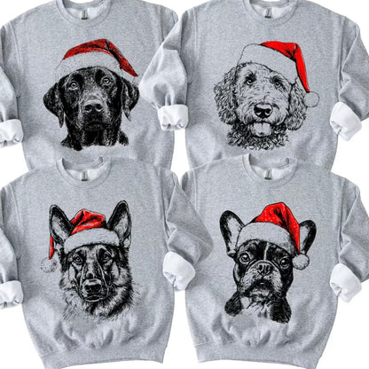 Santa Paws Christmas Dog 50 Dog Breeds In Festive Santa Hat T-Shirt/Sweatshirt/Hoodie