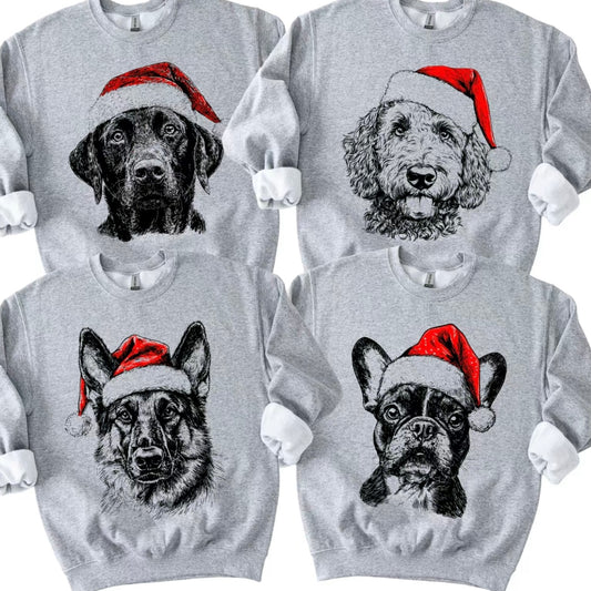 Santa Paws Christmas Dog 50 Dog Breeds In Festive Santa Hat T-Shirt/Sweatshirt/Hoodie
