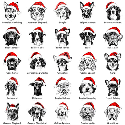 Santa Paws Christmas Dog 50 Dog Breeds In Festive Santa Hat T-Shirt/Sweatshirt/Hoodie