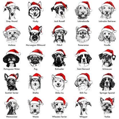 Santa Paws Christmas Dog 50 Dog Breeds In Festive Santa Hat T-Shirt/Sweatshirt/Hoodie