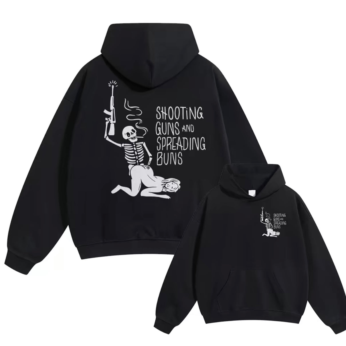 SHOOTING GUNS AND SPREADING BUNS Skull With Sexy Lady T-Shirt/Sweatshirt/Hoodie