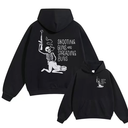 SHOOTING GUNS AND SPREADING BUNS Skull With Sexy Lady T-Shirt/Sweatshirt/Hoodie