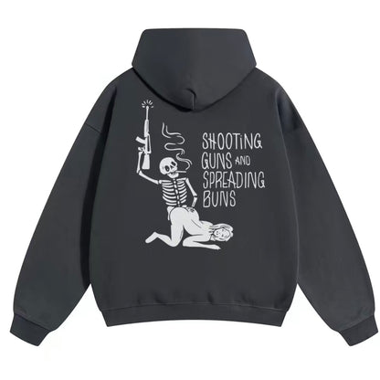 SHOOTING GUNS AND SPREADING BUNS Skull With Sexy Lady T-Shirt/Sweatshirt/Hoodie