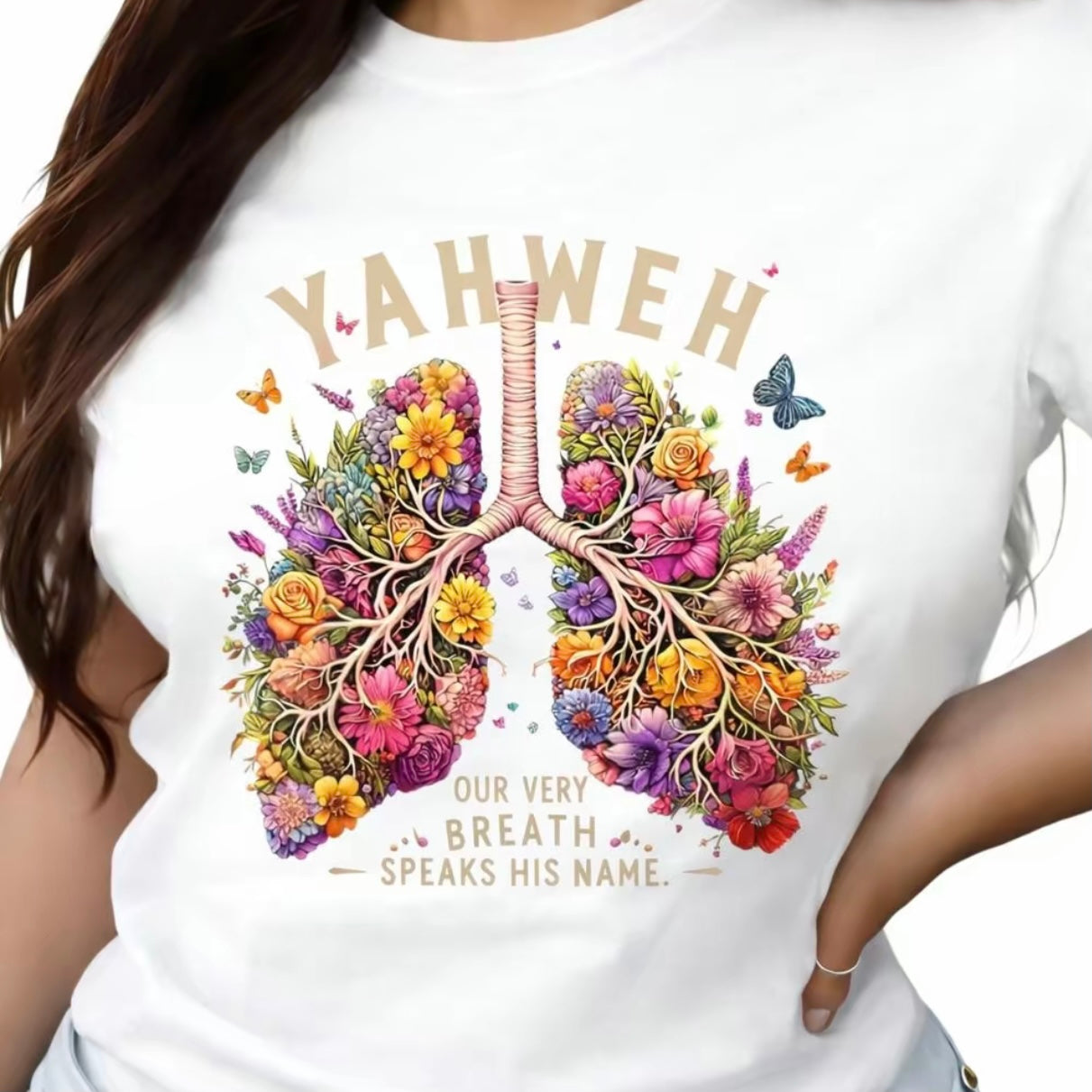 Yahweh Floral Lungs Chiristian Faith Bible Quote T-Shirt/Sweatshirt/Hoodie