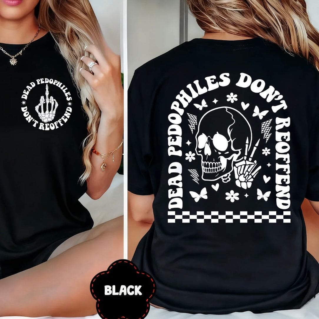 Vintage Dead Pedophiles Don't Reoffend Skull Middle Finger Shirt/Sweatshirt/Hoodie
