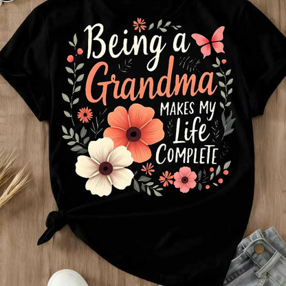 Being A Grandma Makes My LIfe Complete Floral Butterfly Print Shirt/Sweatshirt/Hoodie