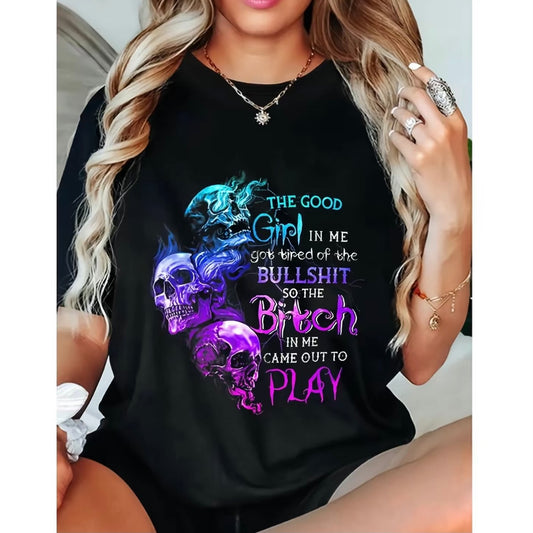 The Good Girl In Me Got Tired Of The Bullshit Skull Rose Shirt/Sweatshirt/Hoodie