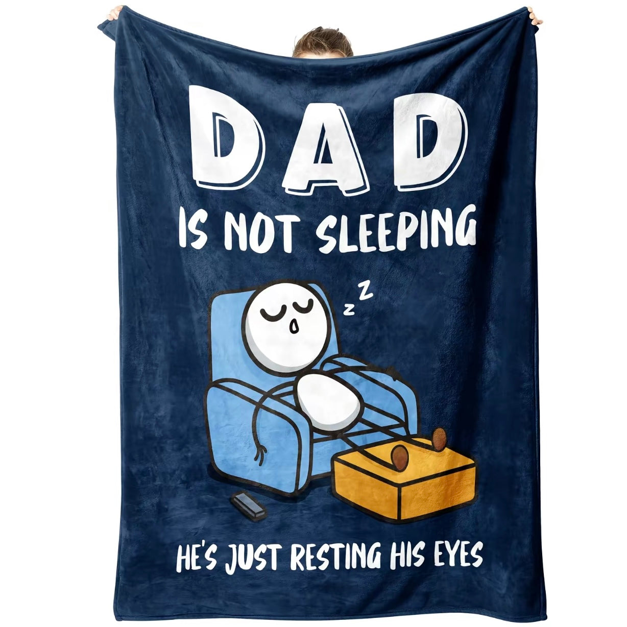 Dad is Not Sleeping Pattern Flannel Blanket Father's Day Gift For Dad Husband