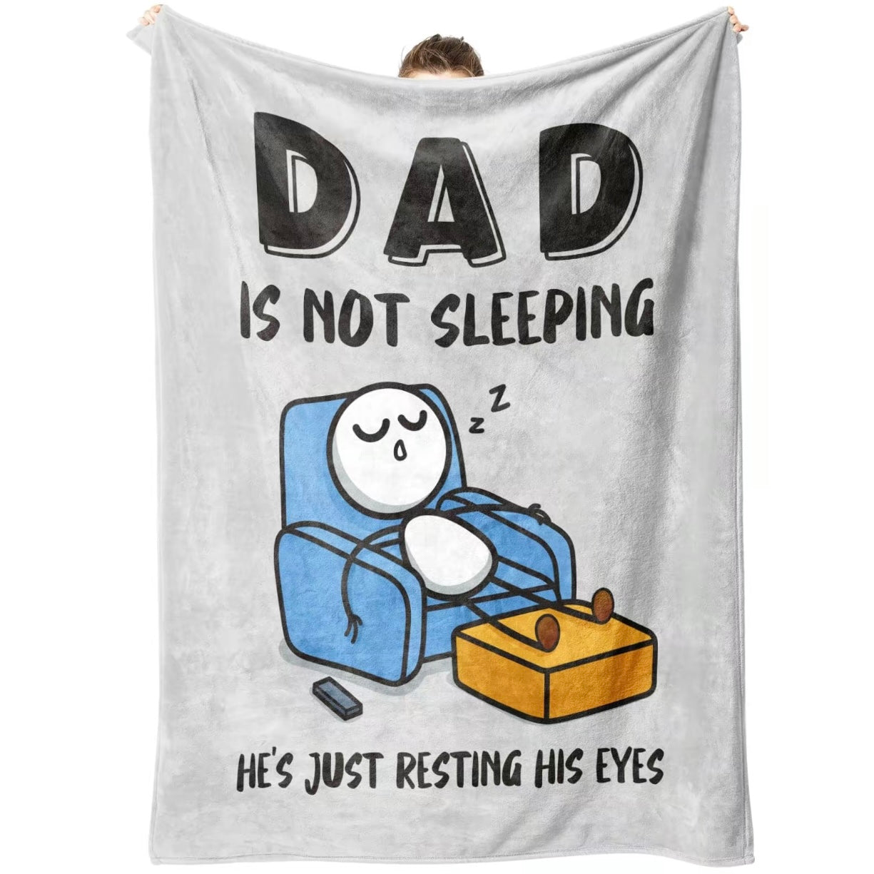 Dad is Not Sleeping Pattern Flannel Blanket Father's Day Gift For Dad Husband
