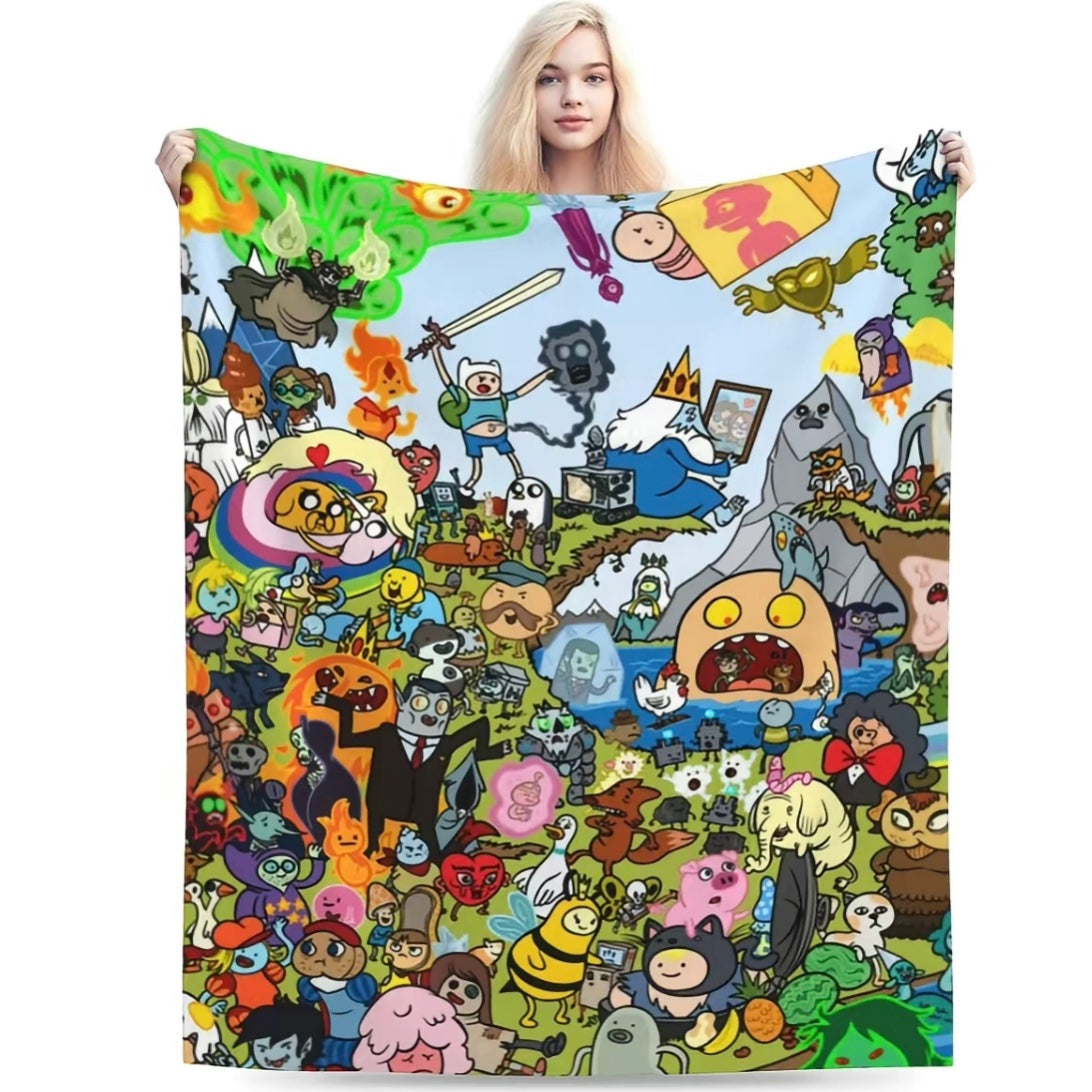 Adventure Time Pattern Flannel Blanket