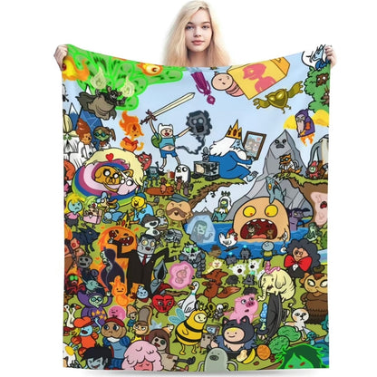 Adventure Time Pattern Flannel Blanket