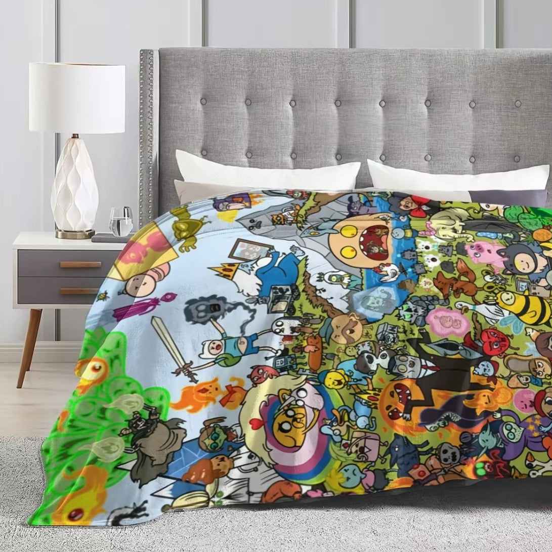 Adventure Time Pattern Flannel Blanket