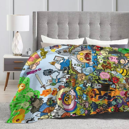 Adventure Time Pattern Flannel Blanket