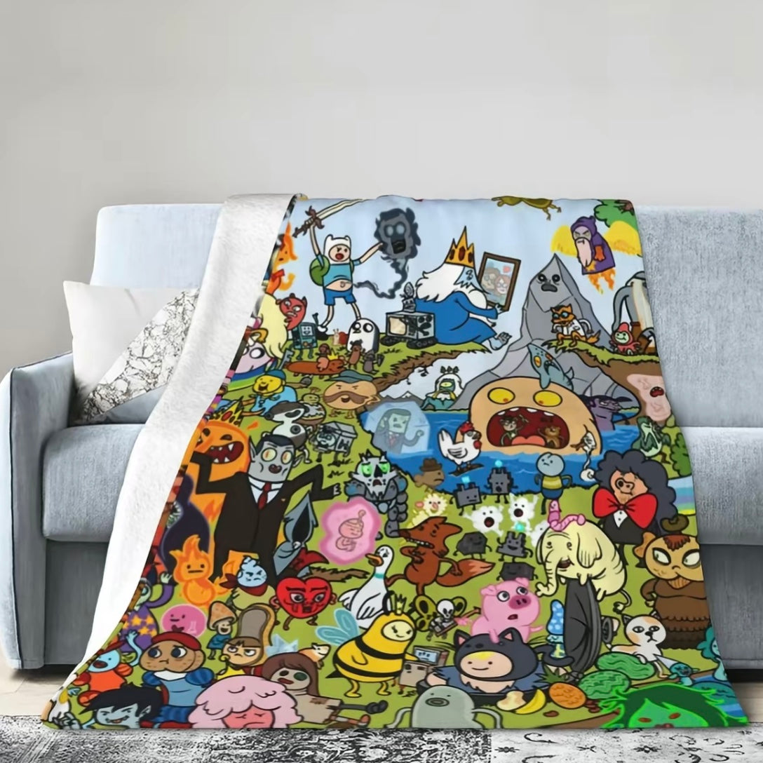Adventure Time Pattern Flannel Blanket