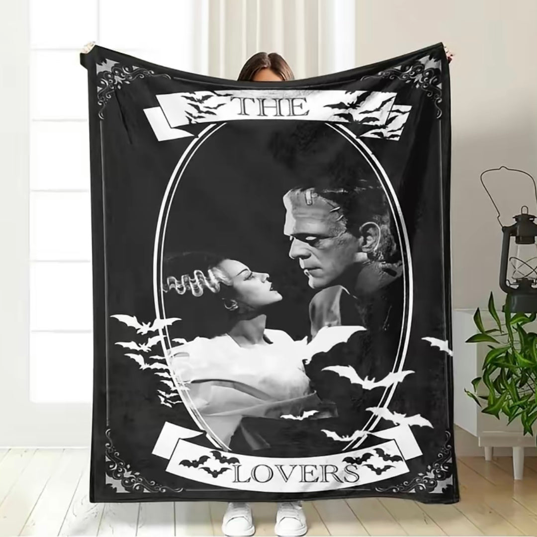 Frankenstein Monster And Bride Horror Pattern Flannel Blanket