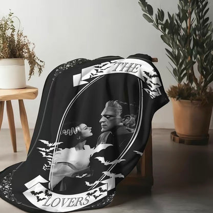 Frankenstein Monster And Bride Horror Pattern Flannel Blanket