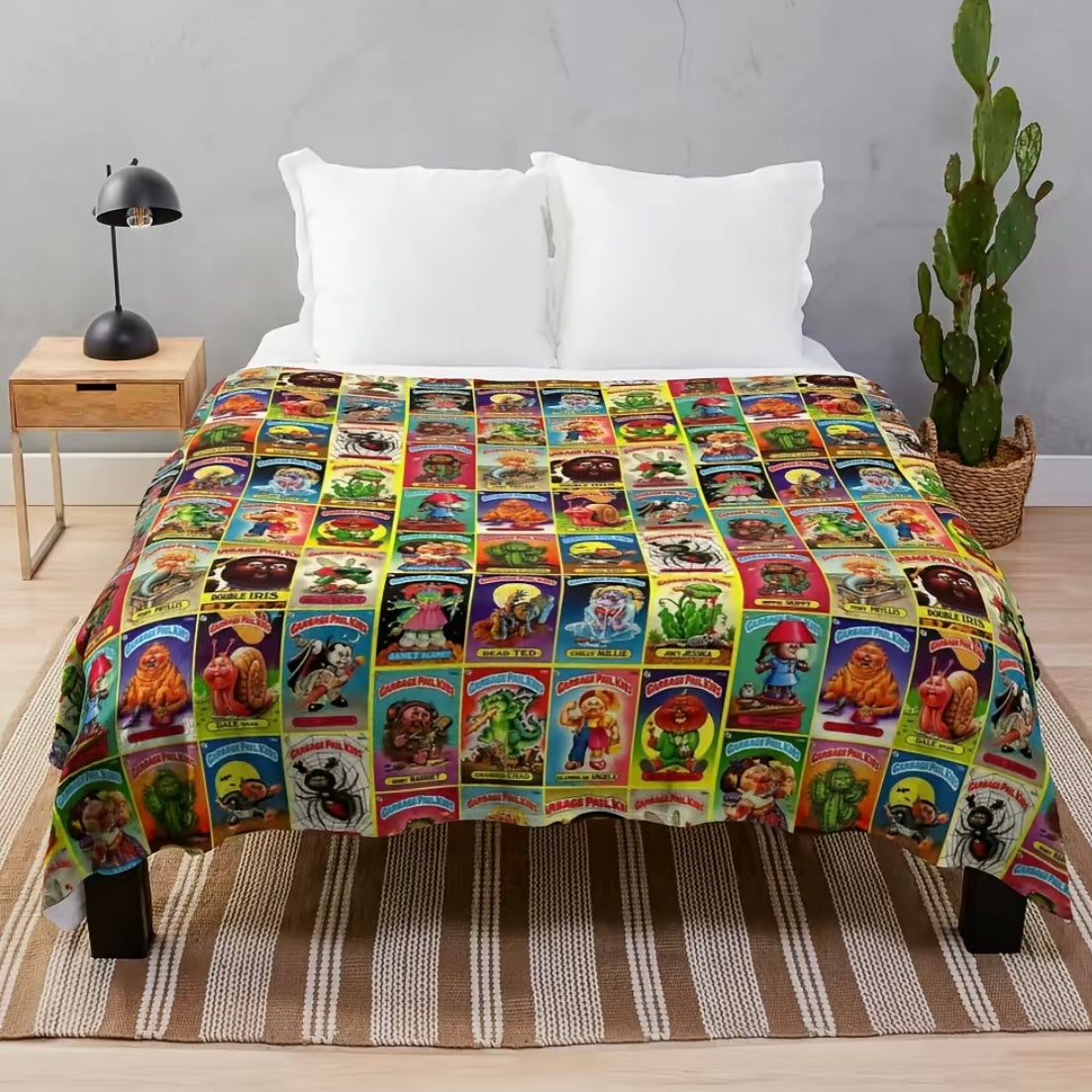 Garbage Pail Kids Trading Card Collage Pattern Flannel Blanket