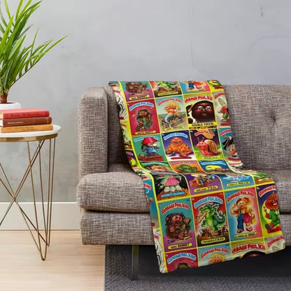 Garbage Pail Kids Trading Card Collage Pattern Flannel Blanket
