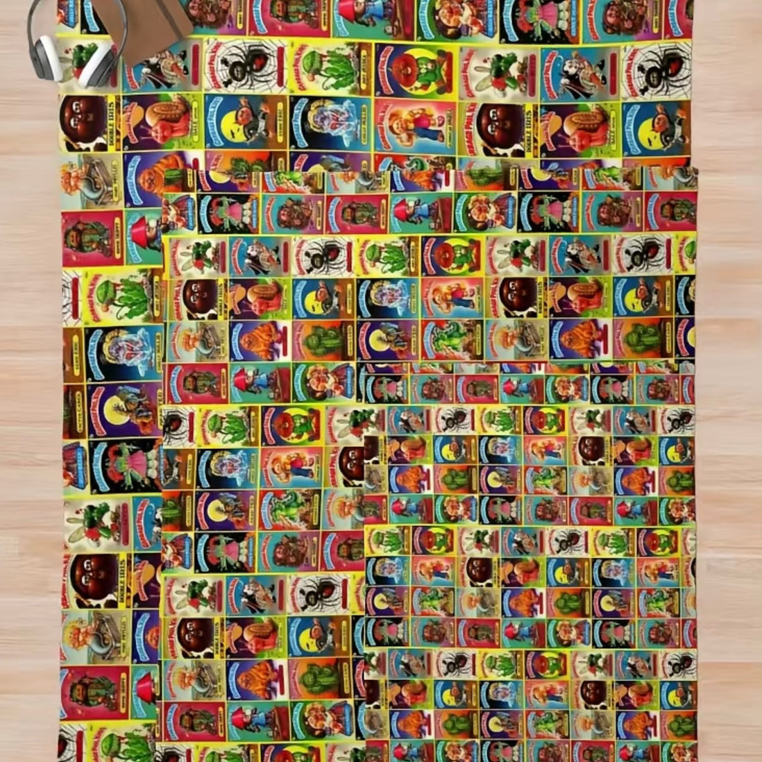 Garbage Pail Kids Trading Card Collage Pattern Flannel Blanket