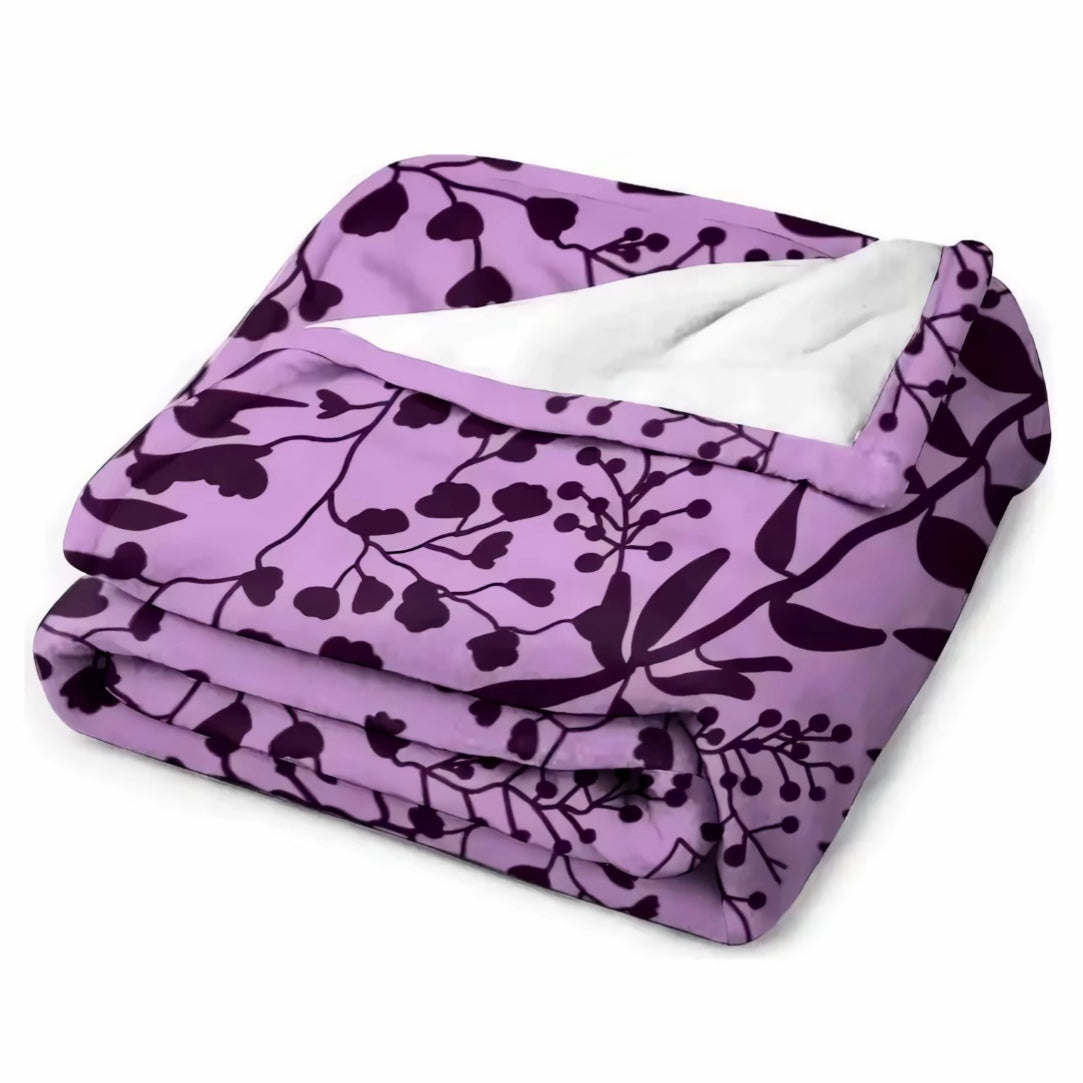 Bella Swan Lavender Freesia Fabric Pattern Flannel Blanket