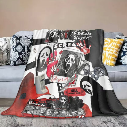 Ghost Face Roses Pattern Flannel Blanket