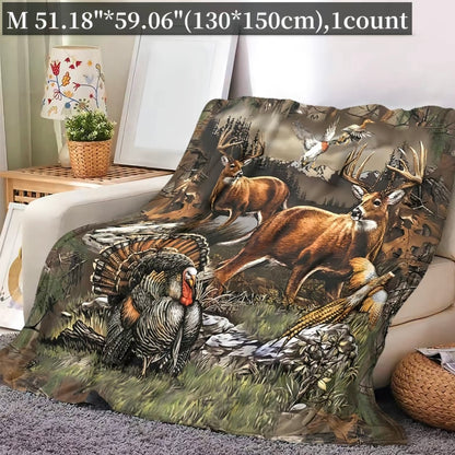 Wildgame Deer Hunting Pattern Flannel Blanket