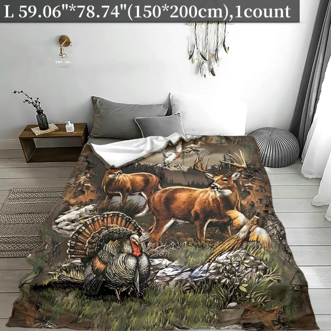 Wildgame Deer Hunting Pattern Flannel Blanket